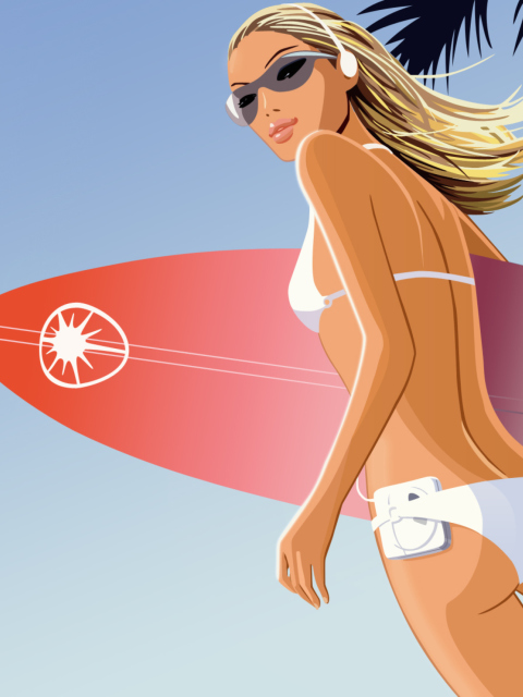 Das Surf Girl Wallpaper 480x640