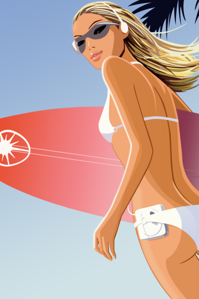 Das Surf Girl Wallpaper 640x960