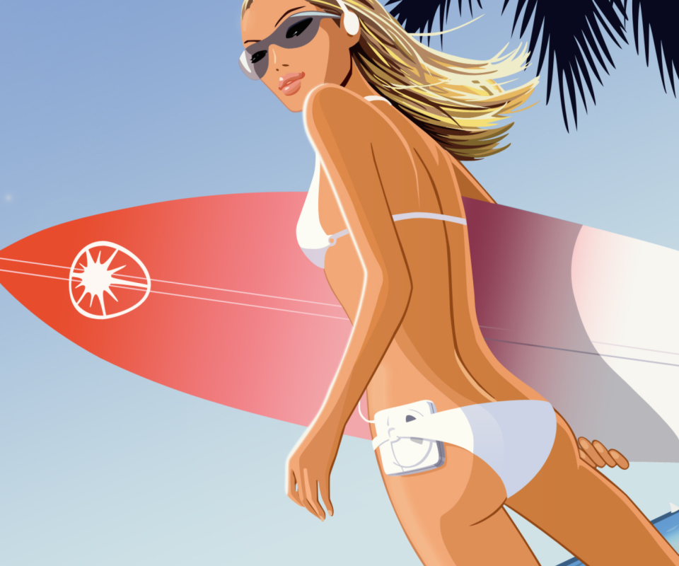 Das Surf Girl Wallpaper 960x800
