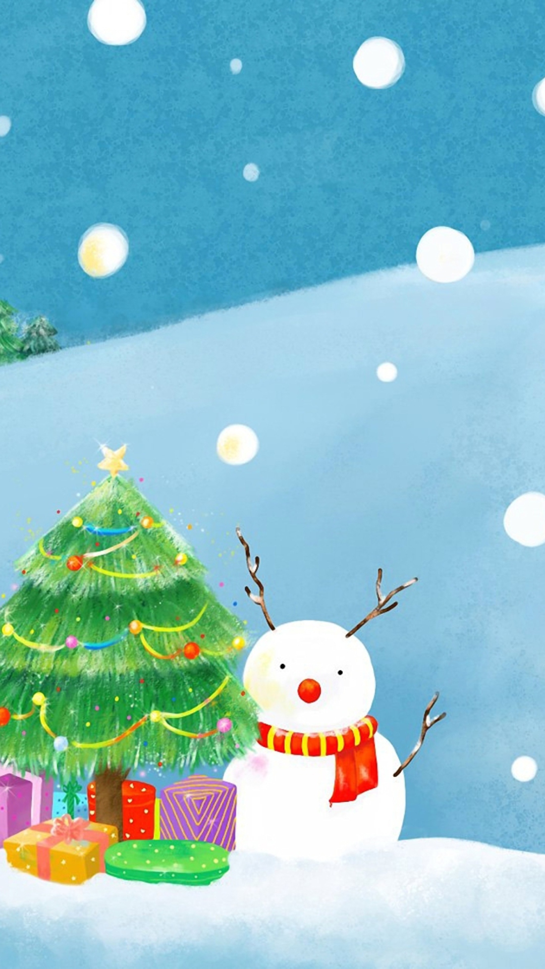 Christmas Tree And Snowman wallpaper 1080x1920