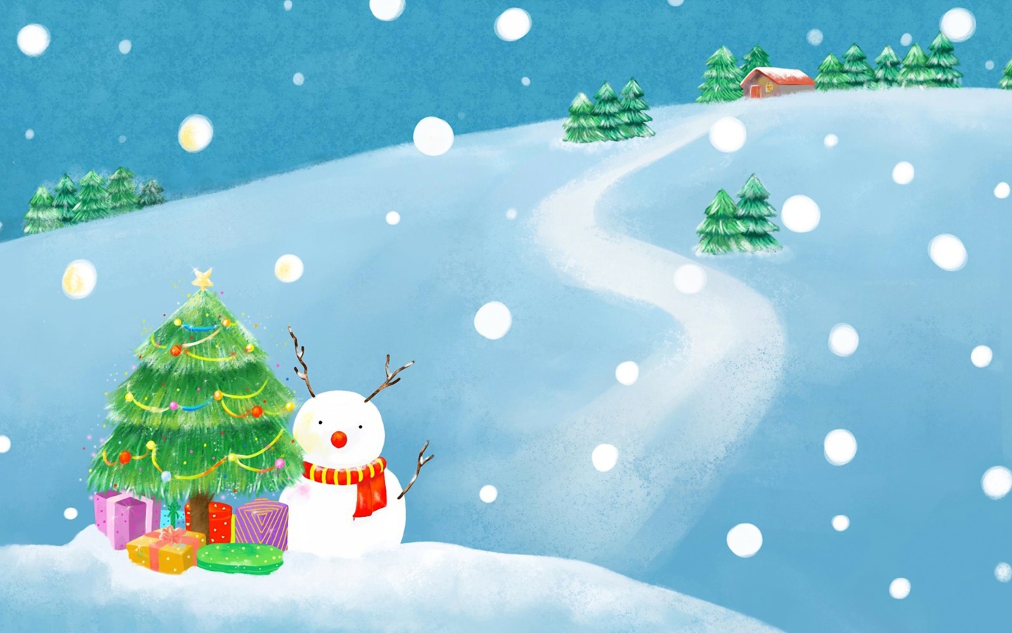 Обои Christmas Tree And Snowman 1440x900