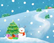 Christmas Tree And Snowman wallpaper 220x176
