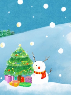 Screenshot №1 pro téma Christmas Tree And Snowman 240x320