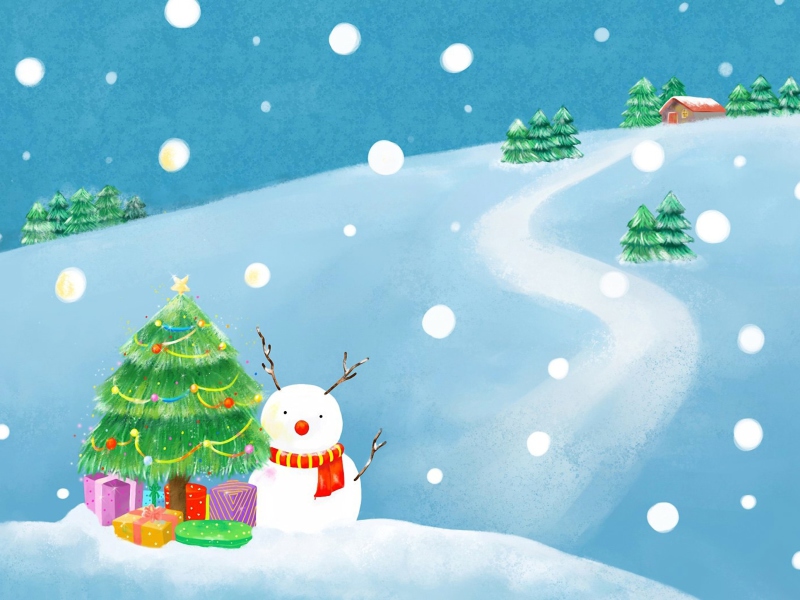 Обои Christmas Tree And Snowman 800x600