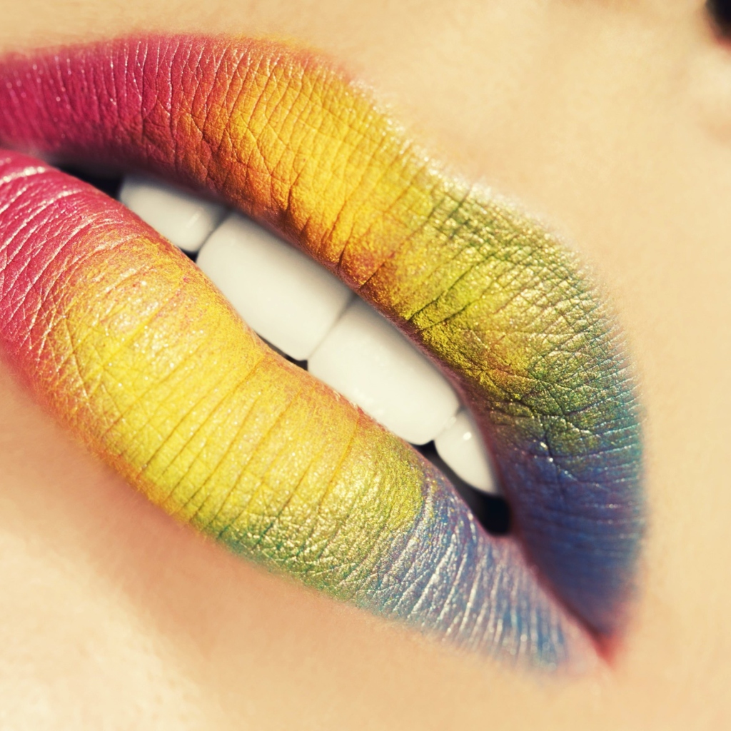 Das Rainbow Lips Wallpaper 1024x1024
