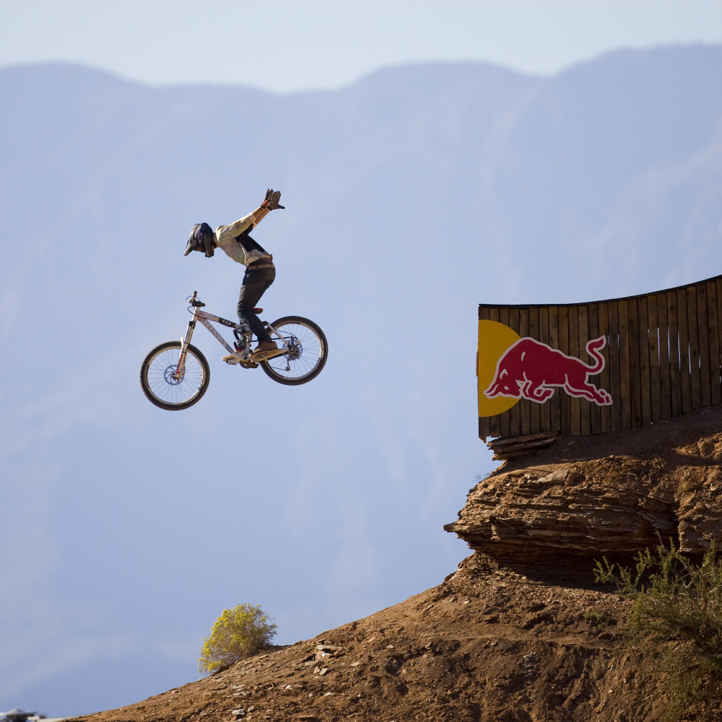 Red Bull Extreme Bicyclist wallpaper 1024x1024
