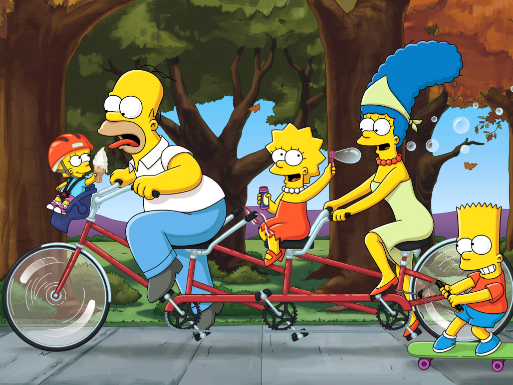 The Simpsons Maggie, Marge, Homer and Bart wallpaper 1024x768