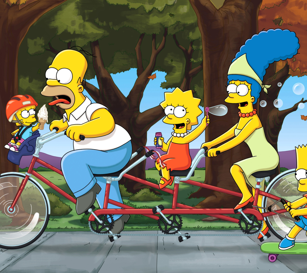 The Simpsons Maggie, Marge, Homer and Bart wallpaper 1080x960