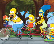 The Simpsons Maggie, Marge, Homer and Bart wallpaper 176x144