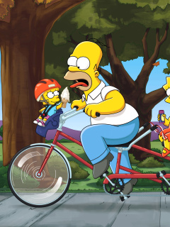 Обои The Simpsons Maggie, Marge, Homer and Bart 240x320