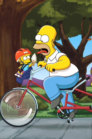 The Simpsons Maggie, Marge, Homer and Bart wallpaper 320x480