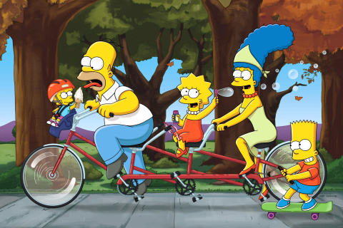 Das The Simpsons Maggie, Marge, Homer and Bart Wallpaper 480x320
