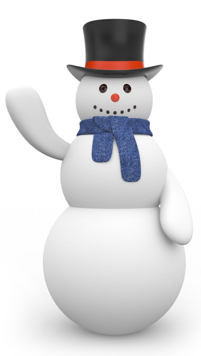 Snowman In Black Hat wallpaper 640x1136