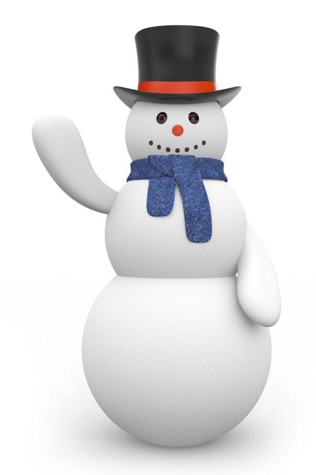 Snowman In Black Hat wallpaper 640x960