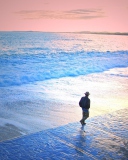 Обои Man Walking By Beach 128x160