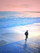 Das Man Walking By Beach Wallpaper 132x176
