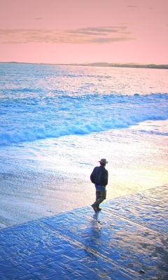 Das Man Walking By Beach Wallpaper 240x400