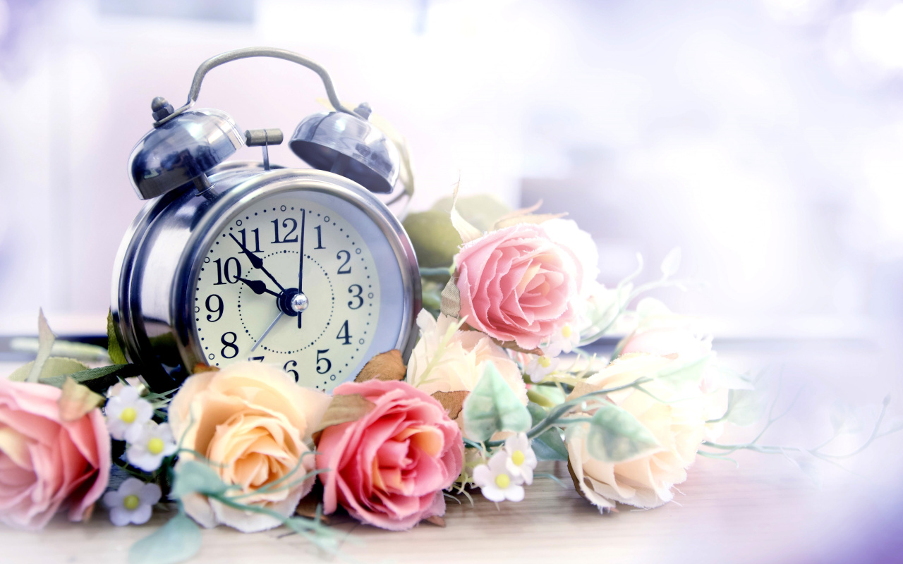 Alarm Clock with Roses wallpaper 1280x800