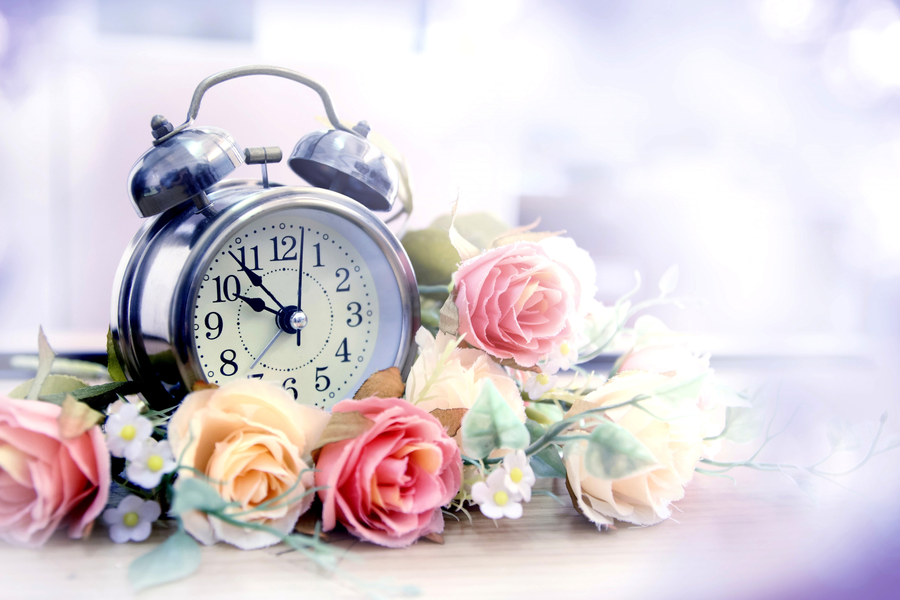Fondo de pantalla Alarm Clock with Roses 2880x1920