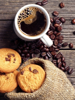 Perfect Morning Coffee With Cookies wallpaper 240x320
