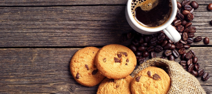 Das Perfect Morning Coffee With Cookies Wallpaper 720x320
