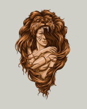 Обои Lion Girl Illustration 176x220