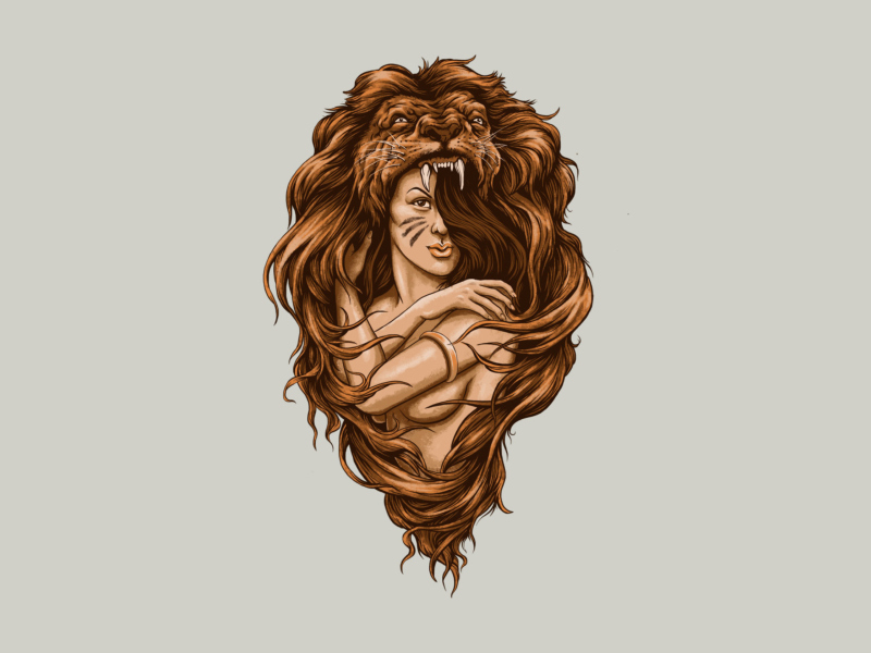 Fondo de pantalla Lion Girl Illustration 800x600