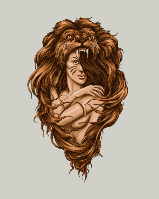 Kostenloses Lion Girl Illustration Wallpaper für 240x320
