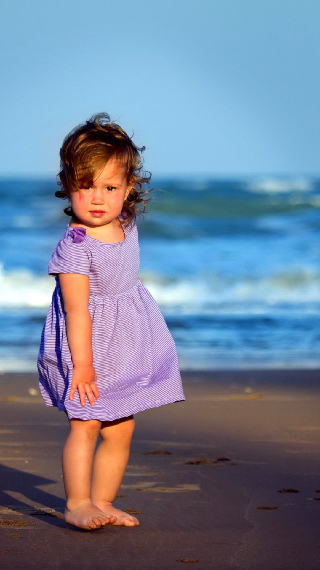 Little Girl On Beach wallpaper 1080x1920