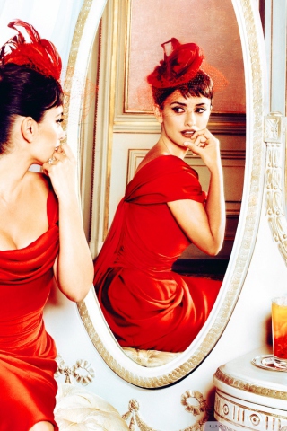 Penelope Cruz In Little Red Dress wallpaper 320x480