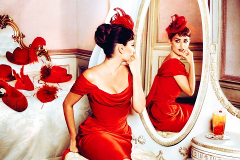 Penelope Cruz In Little Red Dress wallpaper 480x320