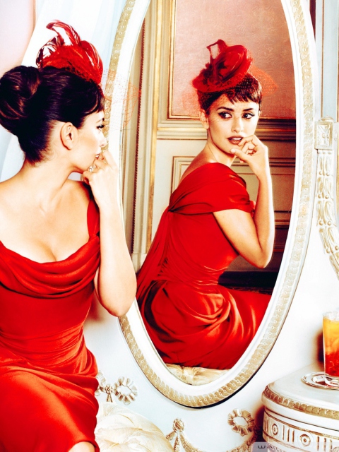 Das Penelope Cruz In Little Red Dress Wallpaper 480x640