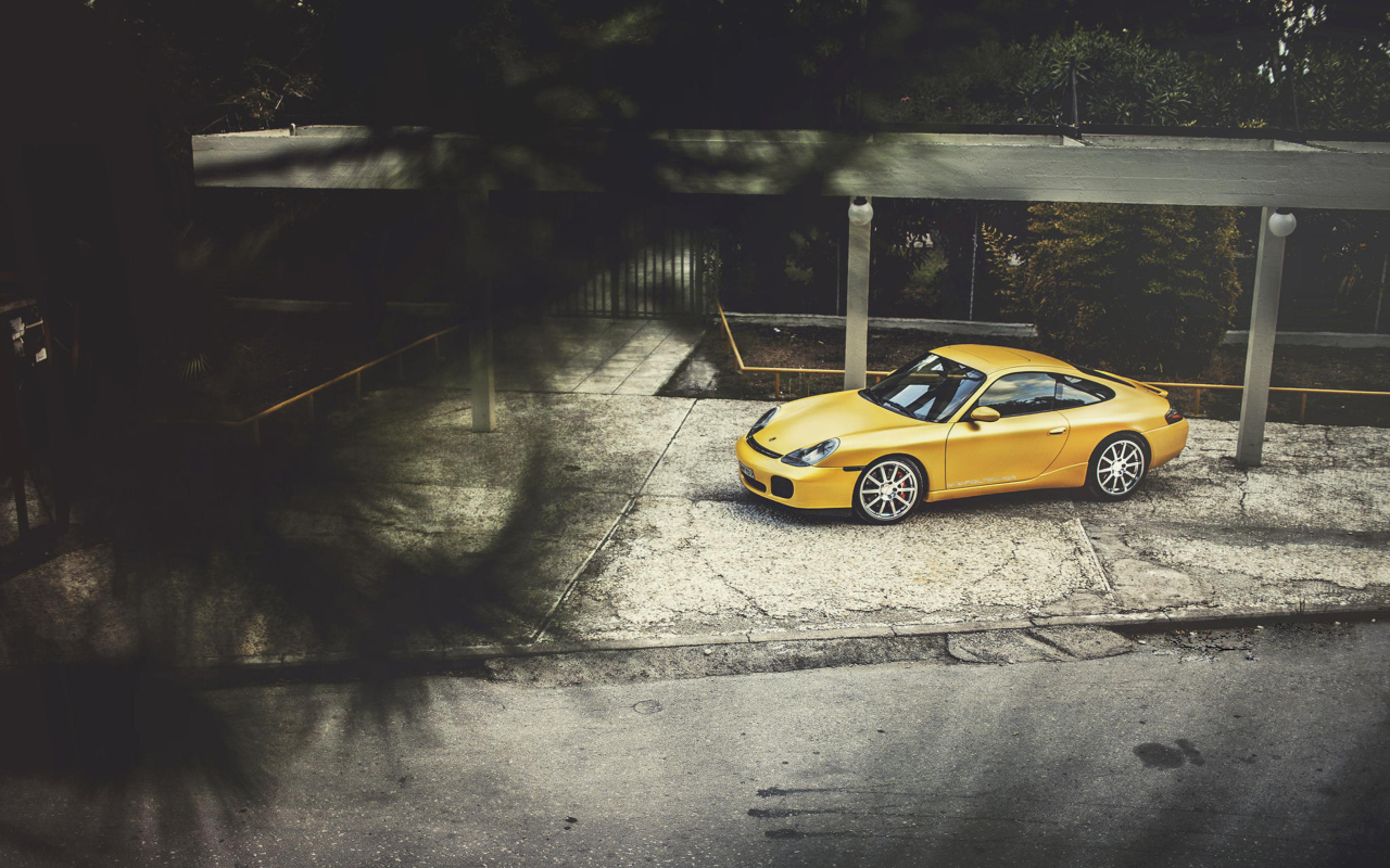 Yellow Porsche Carrera wallpaper 1280x800