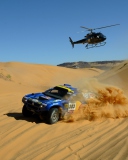 Fondo de pantalla Volkswagen Touareg Dakar Rally Helicopter Race 128x160