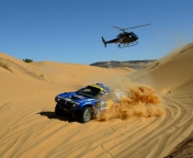 Обои Volkswagen Touareg Dakar Rally Helicopter Race 176x144