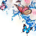 Das Spring  blossom and butterflies Wallpaper 128x128