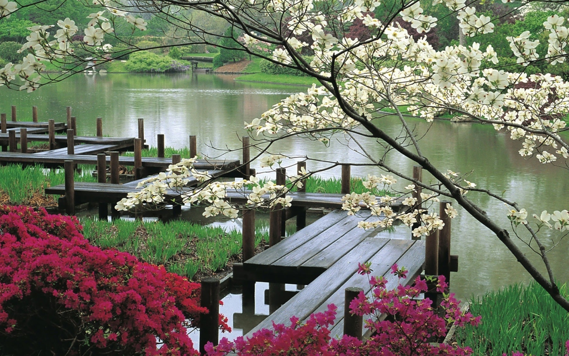 Fondo de pantalla Japanese Garden And Lake 1920x1200