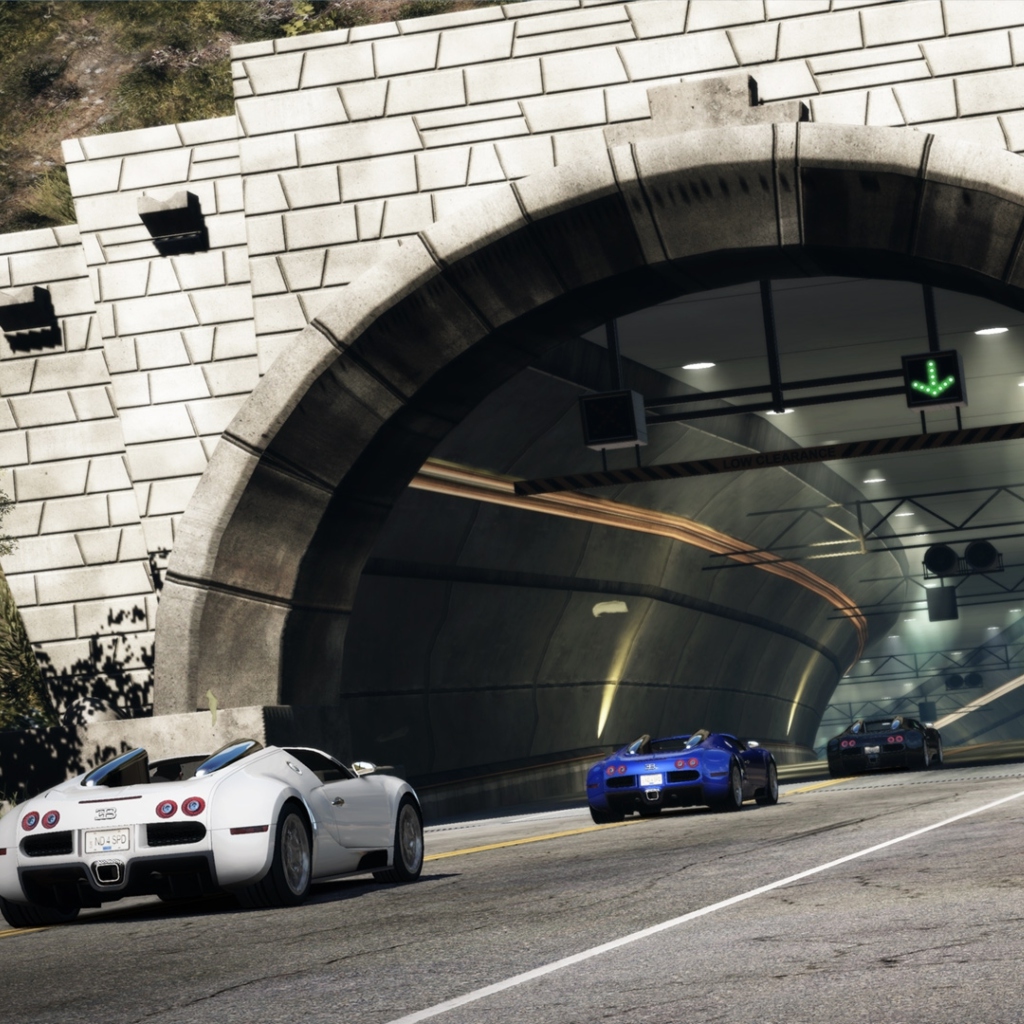 Fondo de pantalla Tunnel Race Cars 1024x1024