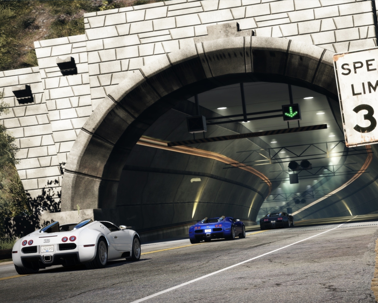 Das Tunnel Race Cars Wallpaper 1280x1024
