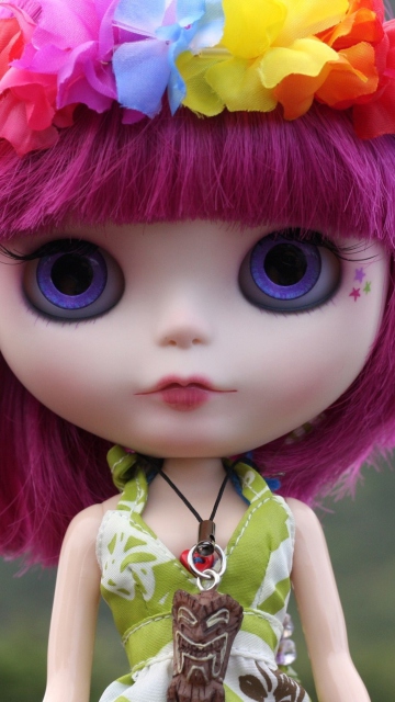 Doll With Pink Hair And Blue Eyes wallpaper 360x640
