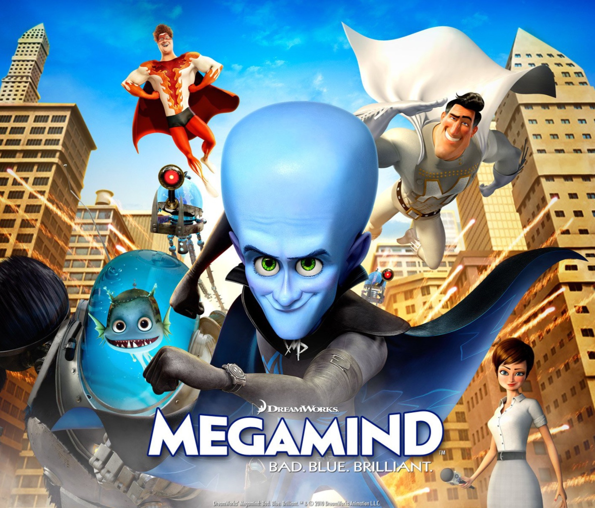 Screenshot №1 pro téma Megamind: Bad Blue Brilliant 1200x1024