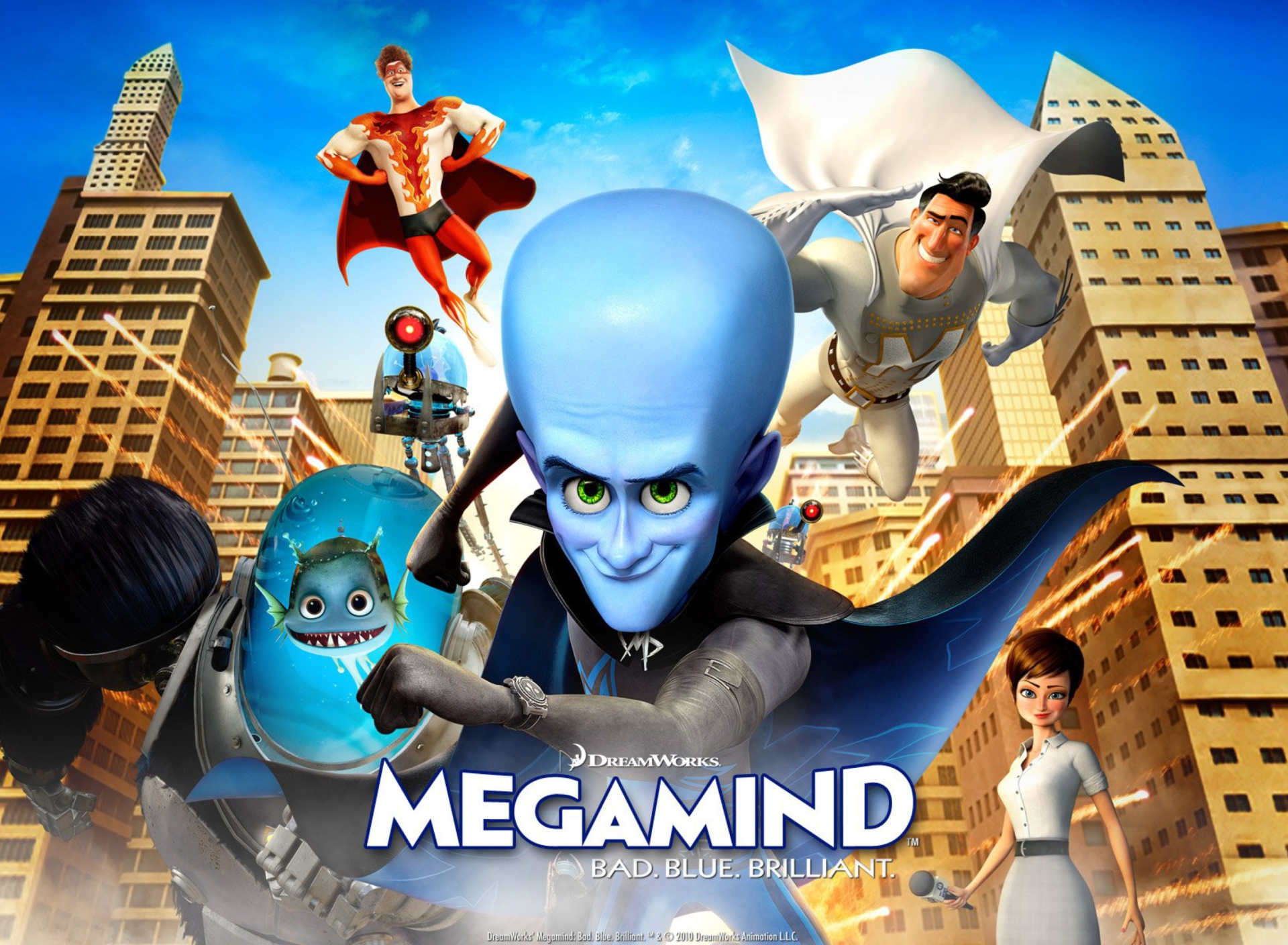 Обои Megamind: Bad Blue Brilliant 1920x1408