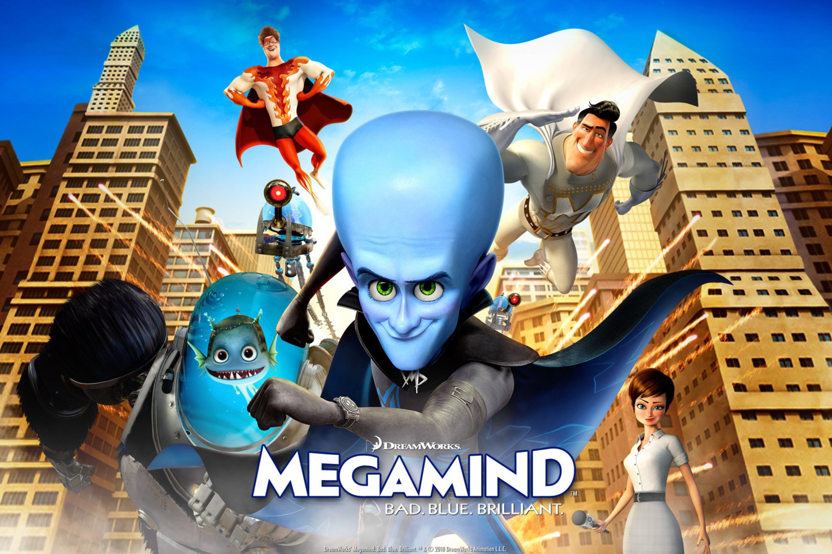 Screenshot №1 pro téma Megamind: Bad Blue Brilliant 2880x1920