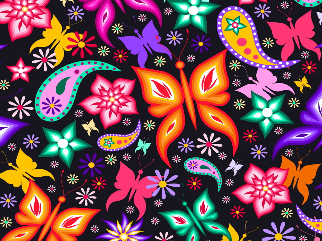Screenshot №1 pro téma Floral Butterflies 1024x768