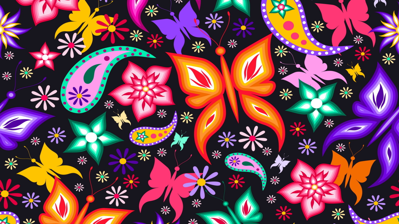 Das Floral Butterflies Wallpaper 1280x720