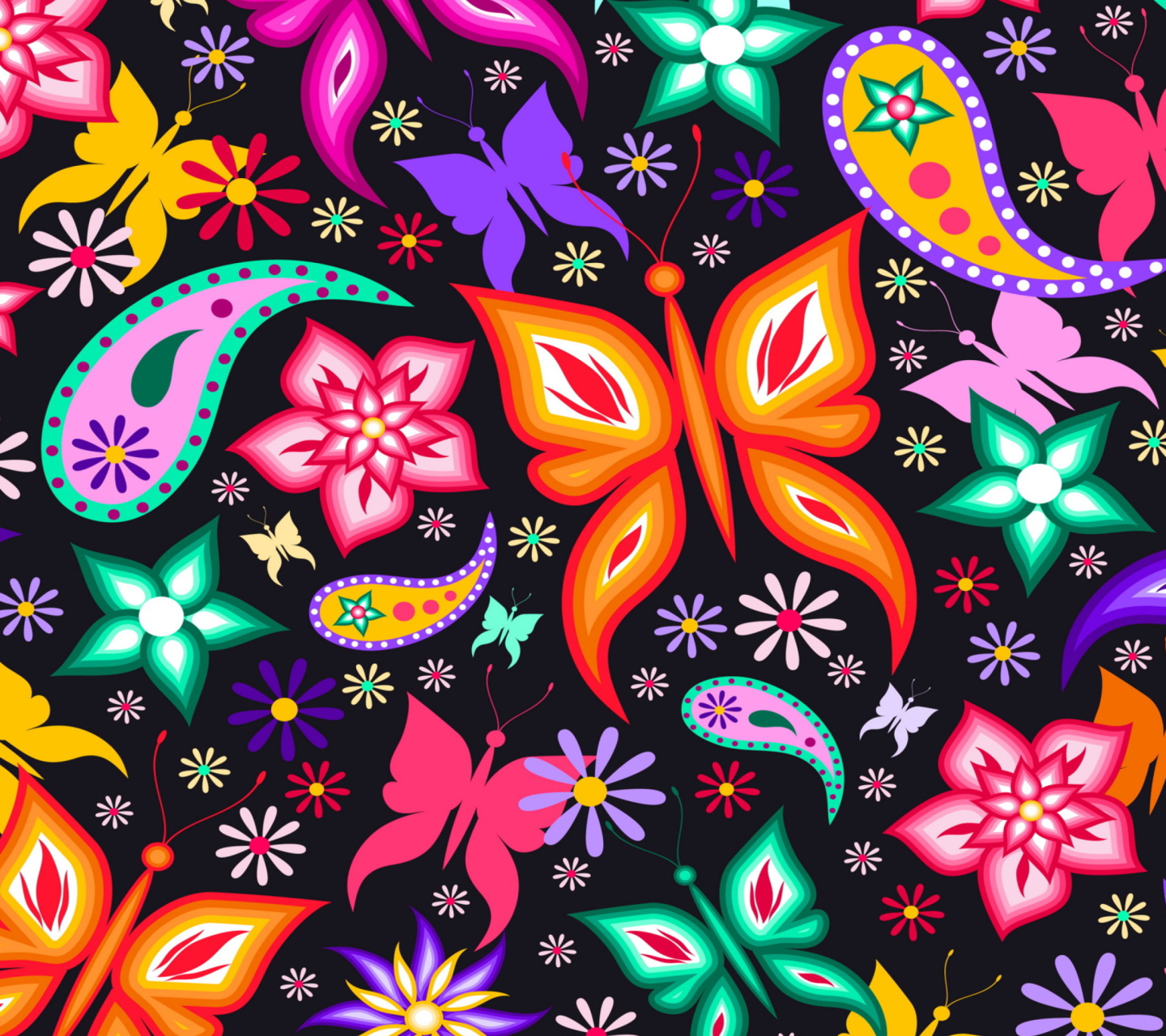 Screenshot №1 pro téma Floral Butterflies 1440x1280