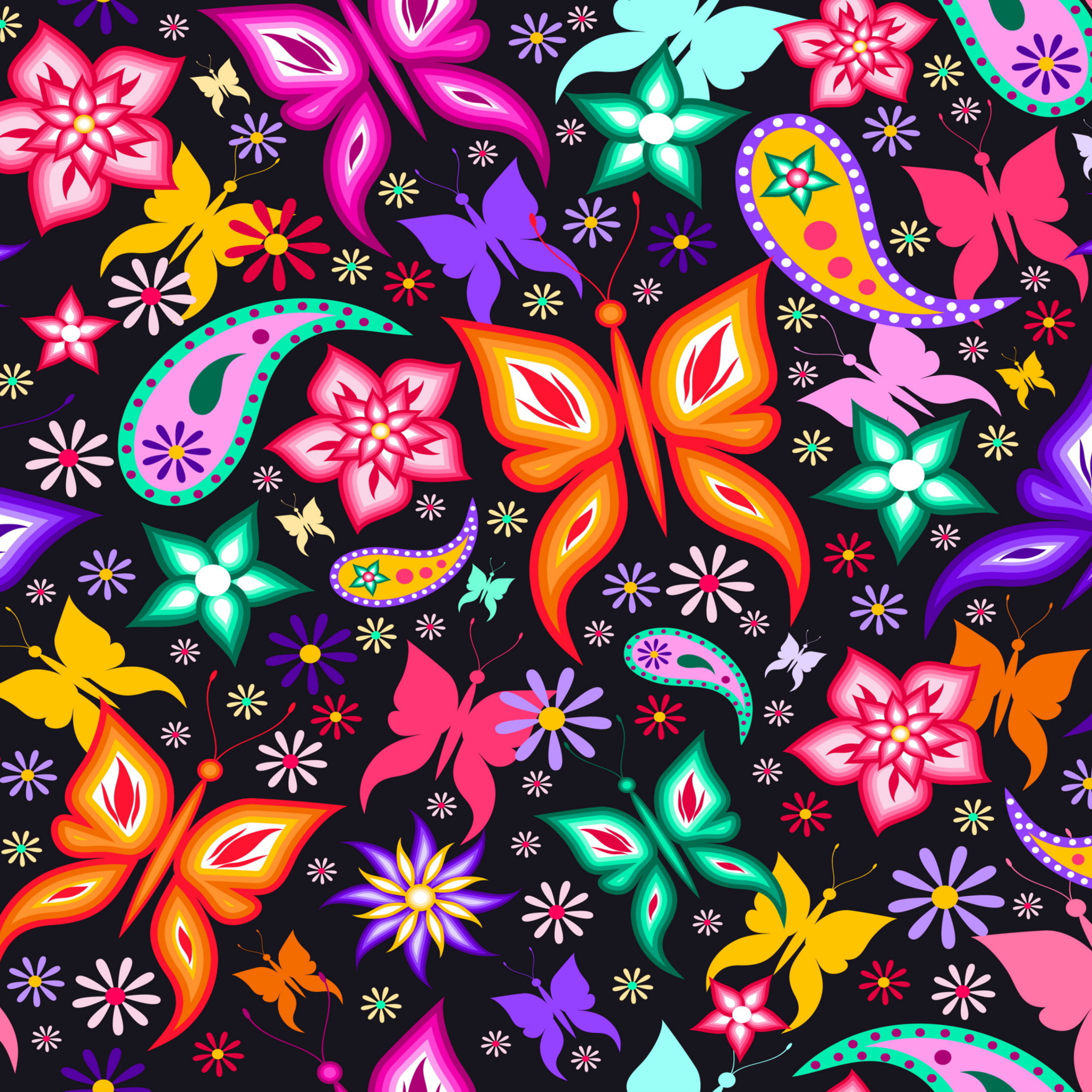 Das Floral Butterflies Wallpaper 2048x2048