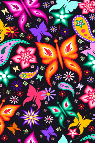 Floral Butterflies wallpaper 320x480