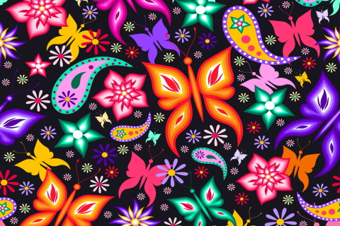 Das Floral Butterflies Wallpaper 480x320