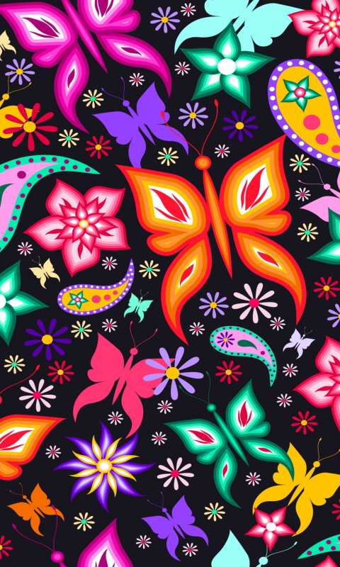 Das Floral Butterflies Wallpaper 480x800